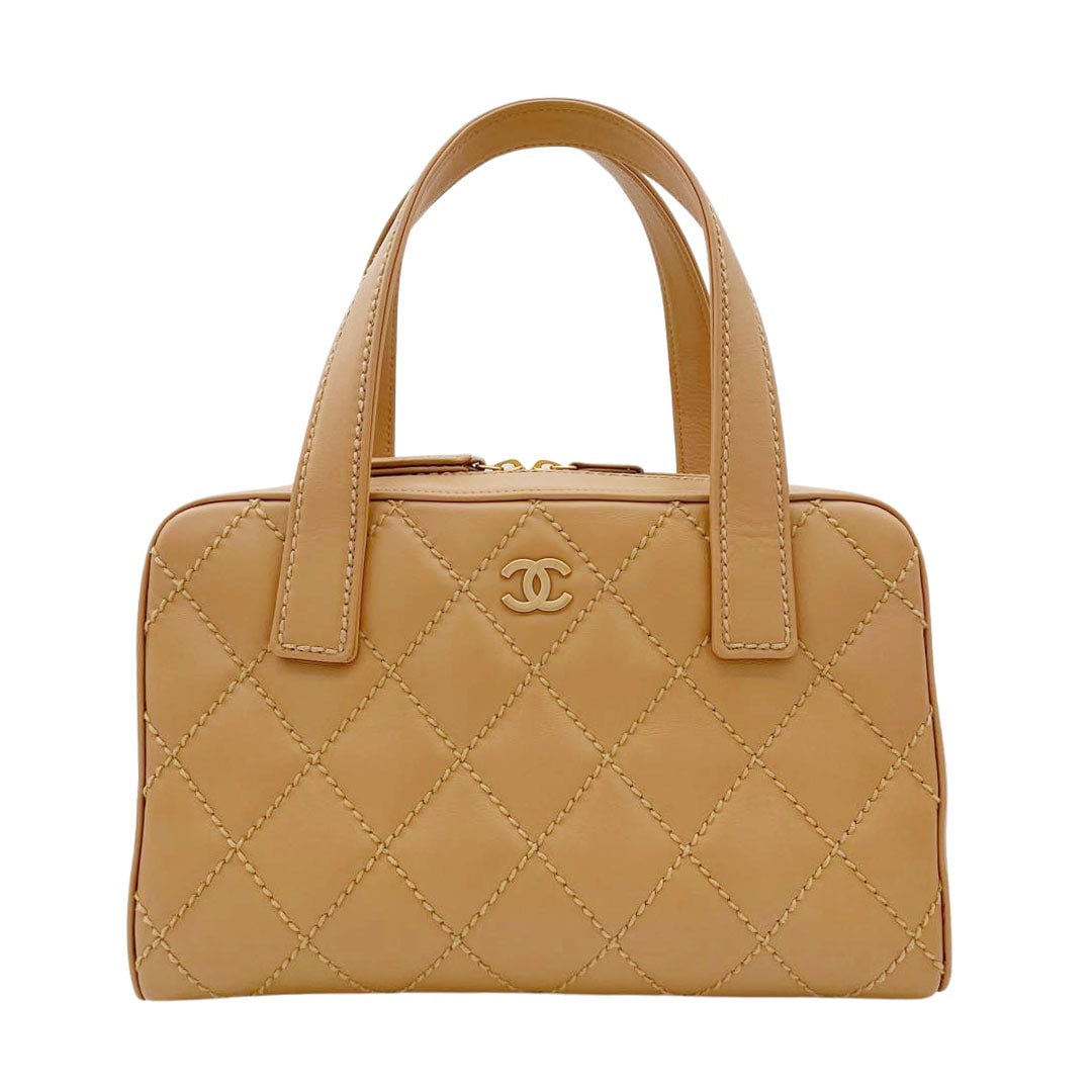 CHANEL シャネル ハンドバッグ ワイルドステッチ レザー ベージュ ゴールド金具 10番台