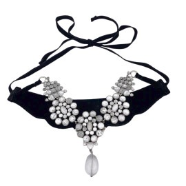 YVES SAINT LAURENT イヴ・サンローラン チョーカー ネックレス ロック クリスタル ベルベット ブラック シルバー 2002 トム・フォード