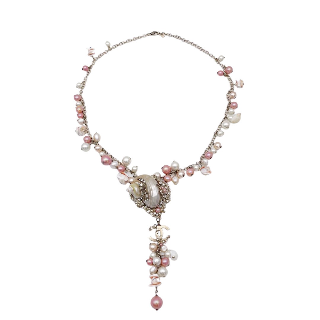 CHANEL シャネル ロングネックレス シェル 貝殻 フェイクパール ココマーク 07C