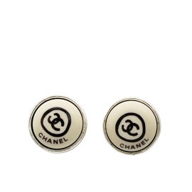 CHANEL シャネル ラウンドピアス ココマーク 手書き風 ベージュ シルバー 00T