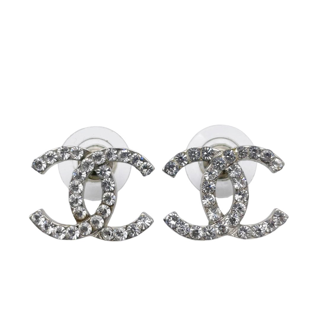CHANEL シャネル ピアス ココマーク ラインストーン 02P シルバー