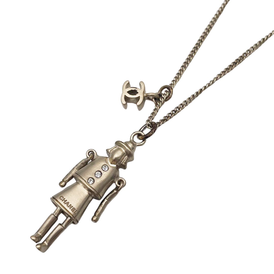 CHANEL シャネル ネックレス マドモアゼル ドール 人形モチーフ ココマーク 05A シャンパンゴールド
