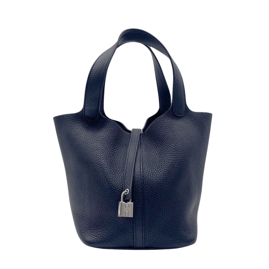 HERMES エルメス ピコタンロック22 MM トリヨンクレマンス ブラック シルバー金具 Y刻印