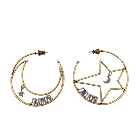 Christian Dior クリスチャンディオール ジャディオール J’ADIOR フープピアス ムーン＆スター ゴールド ※ヴィンテージ加工