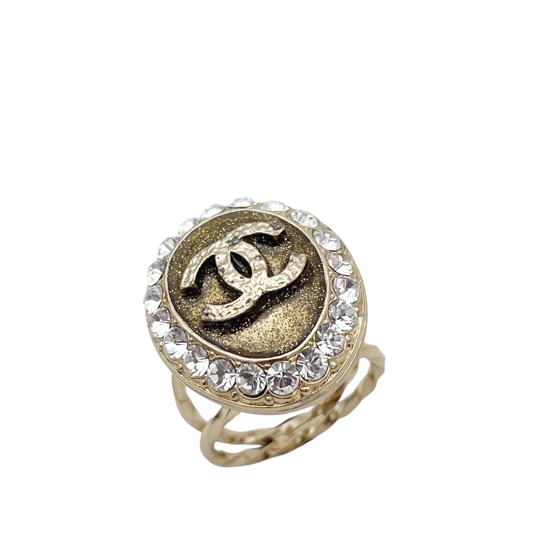 CHANEL シャネル ロケットリング 指輪 COCO LOVES YOU ココマーク 10C ラインストーン ゴールド 約12号