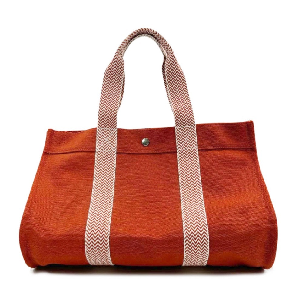 HERMES エルメス ハンドバッグ カンヌMM キャンバス ブラウン系(レンガ色系) ポーチ付き