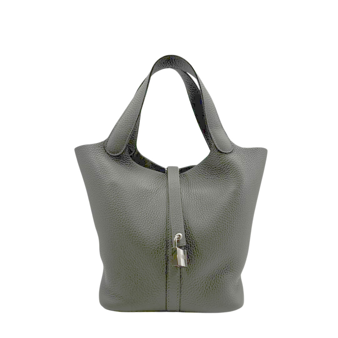 HERMES エルメス ピコタンロック22 MM トリヨンクレマンス グリメイヤー シルバー金具 Z刻印