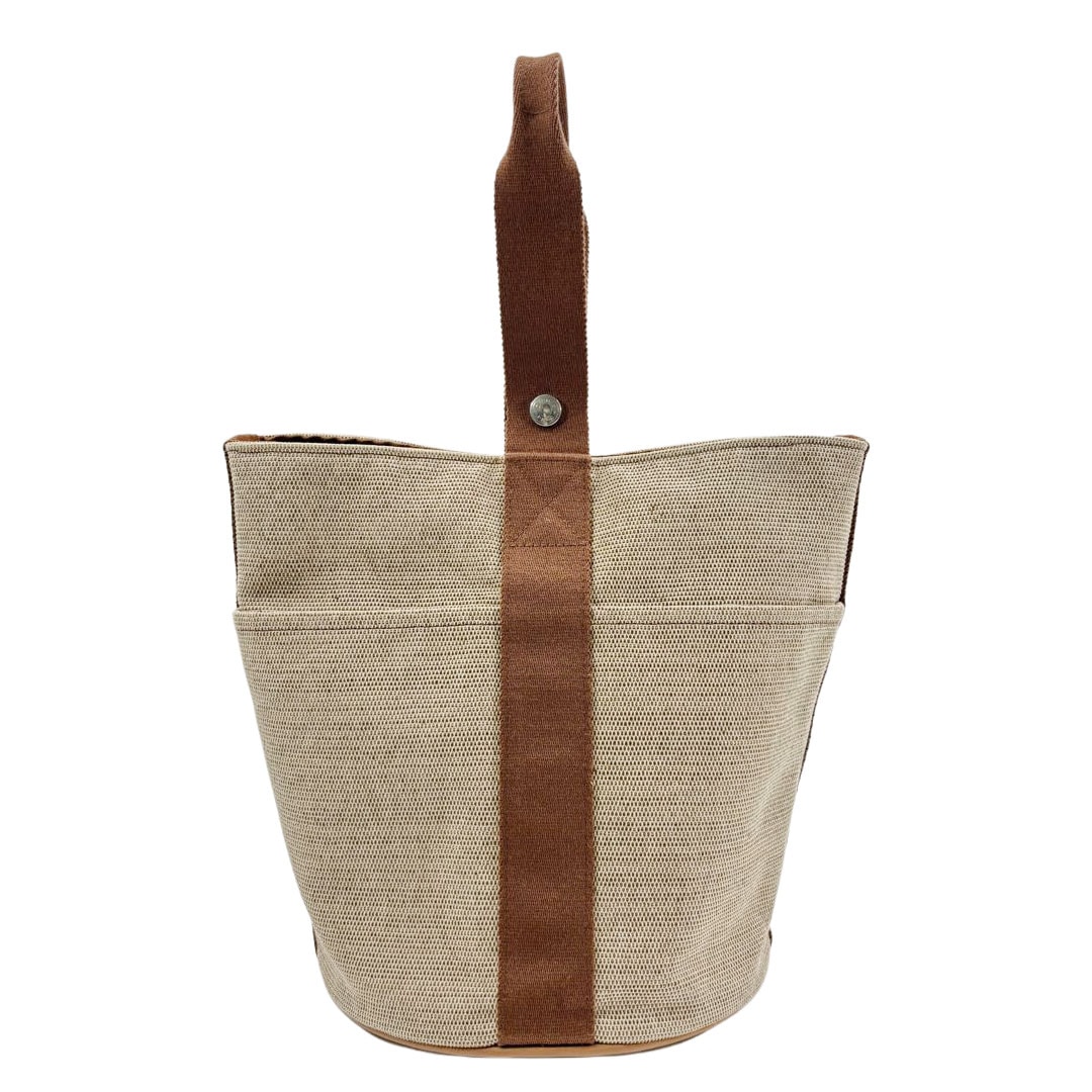 HERMES エルメス ハンドバッグ サクソーMM トワルアッシュ キャンバス ベージュ/ブラウン