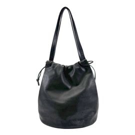 LOEWE ロエベ 巾着ショルダーバッグ アナグラム ナッパレザー ブラック ヴィンテージ