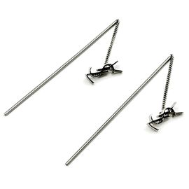 SAINT LAURENT サンローラン カサンドラ スレッダー イヤリング(ピアス) メタル シルバー(MIRROR)