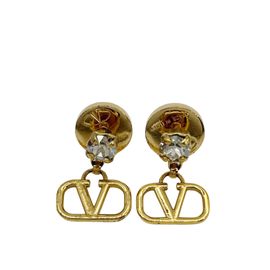 VALENTINO ヴァレンティノ  Vロゴ シグネチャー ピアス ラインストーン ゴールド/クリスタル XW2J0H29YCW