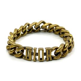 Christian Dior クリスチャンディオール DIOR ロゴ チェーンブレスレット いぶしゴールド