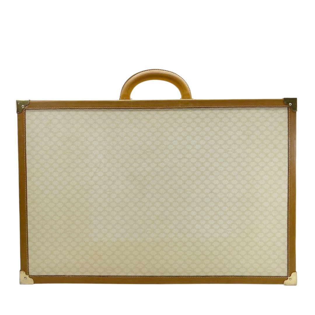 【CELINE】ボストンバッグ　マカダム柄　ゴールド金具　PVC ブラウン CELINE】ミニボストンバッグ マカダム柄 ブラウン PVC ゴールド
