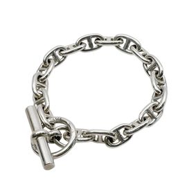HERMES エルメス ヴィンテージブレスレット シェーヌダンクルPM 筆記体刻印 18コマ Ag925 シルバー 37.1g
