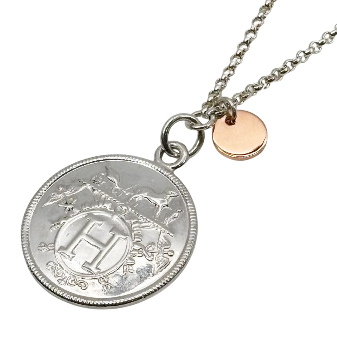 【超希少・美品】HERMESエクスリブリス ペンダントトップ Ag925 HERMES エルメス ネックレス エクスリブリスMM Ag925/Au750