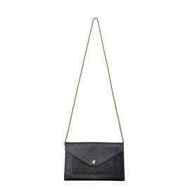 CELINE セリーヌ ポケット ラージ フラップ オン チェーンウォレット 財布 レザー ブラック/ゴールド金具