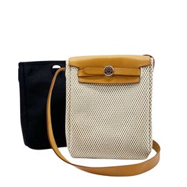 HERMES エルメス エールバッグTPM ショルダーバッグ トワルGM/トワルオフィシェ/カーフレザー ベージュ ナチュラル ブラック