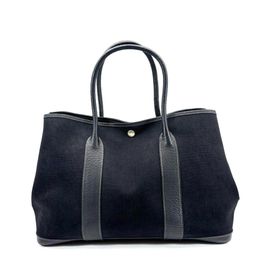 HERMES エルメス トートバッグ ガーデンパーティ36 PM トワルオフィシエ/レザー ブラック □G刻印
