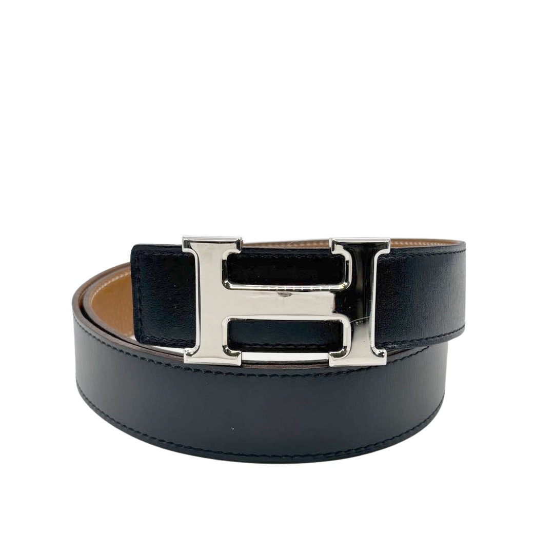 【美品】エルメス　ダブルH バックルベルト　ボックスカーフ　リバーシブル　高級 美品】エルメス ダブルH バックルベルト ボックスカーフ