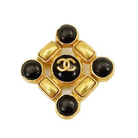 CHANEL シャネル ヴィンテージブローチ ココマーク カラーストーン 97A ゴールド ブラウン