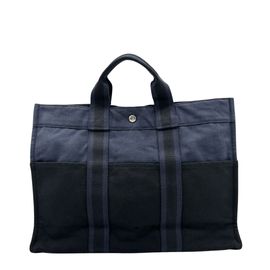 HERMES エルメス トートバッグ フールトゥMM キャンバス ネイビー/ブラック