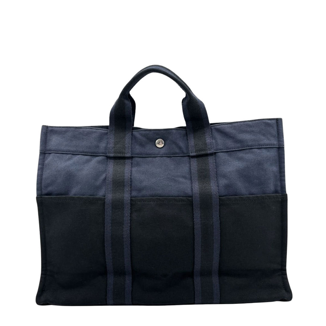 HERMES エルメス トートバッグ フールトゥMM キャンバス ネイビー/ブラック