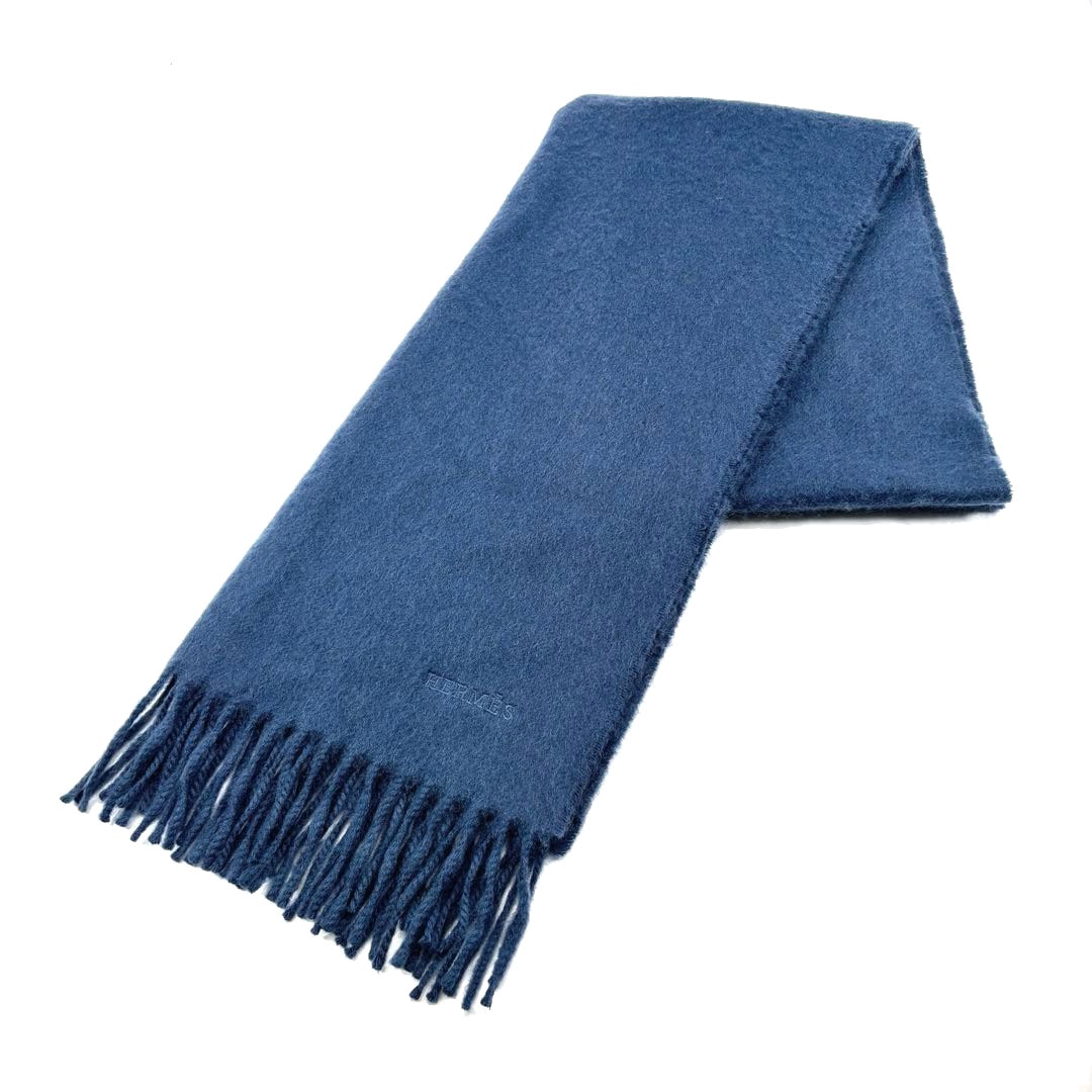 HERMES エルメス ショール ストール マフラー Hロゴ刺繍 カシミヤ100