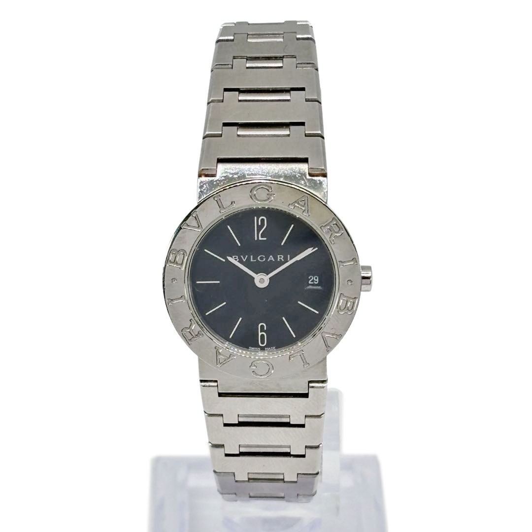 BVLGARI ブルガリ ブルガリブルガリ レディース腕時計 クオーツ SS シルバー/黒文字盤 BB26SS