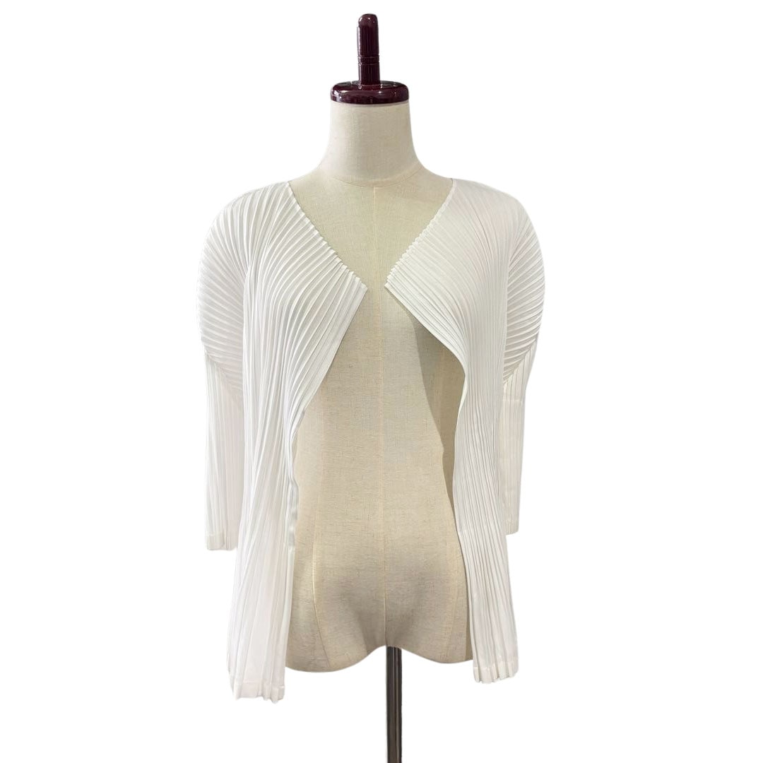 PLEATS PLEASE ISSEY MIYAKE プリーツプリーズ イッセイミヤケ カーディガン サイズ3(約L) ホワイト