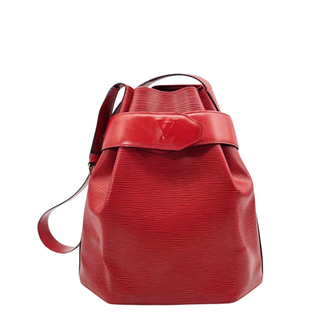 Louis Vuitton レザー ショルダーバッグ レッド LOUIS VUITTON ルイヴィトン ショルダーバッグ サックデポールPM