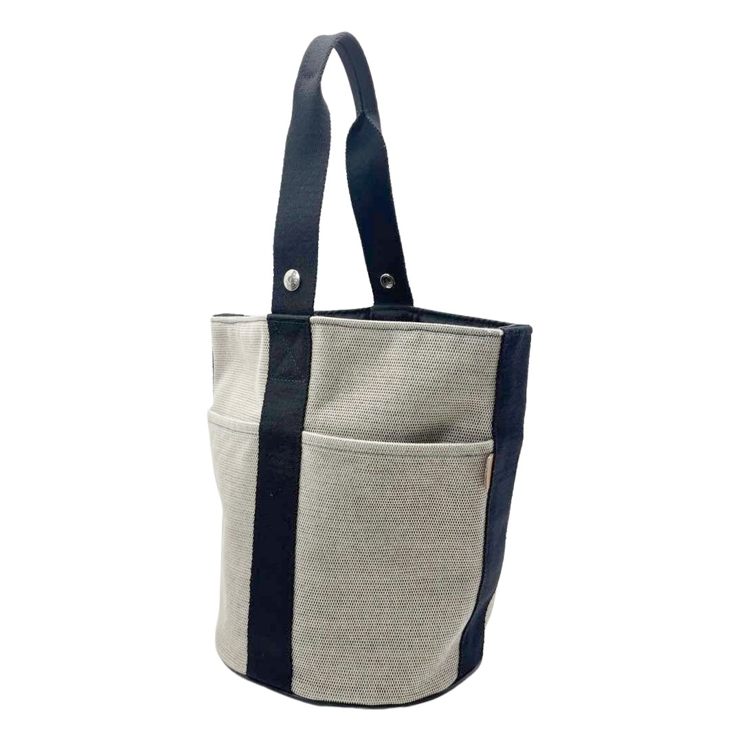 HERMES エルメス ジャンボブレスレット 編み込みレザー グレー系