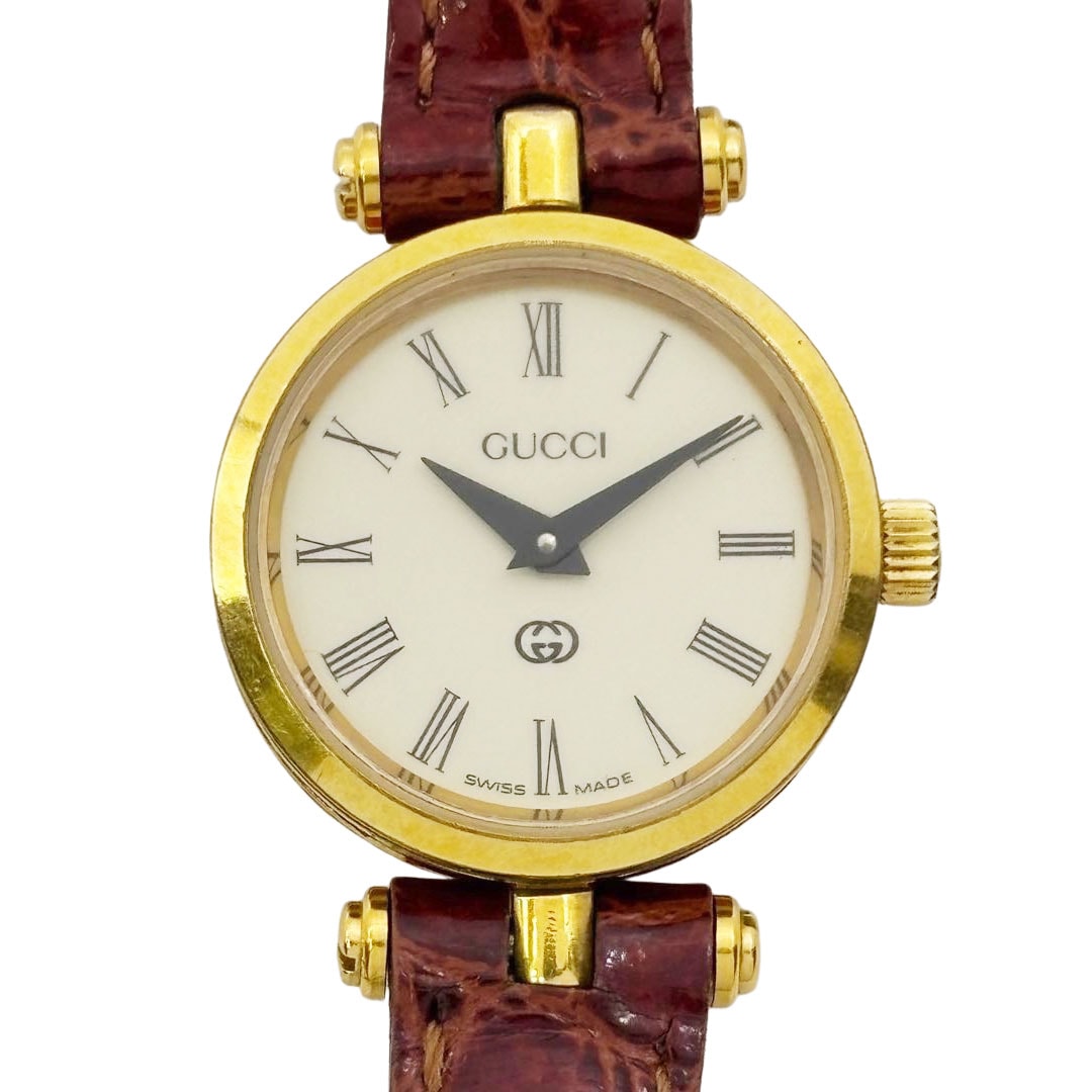 GUCCI グッチ レディース腕時計 QZ シェリーライン GP/レザー ゴールド