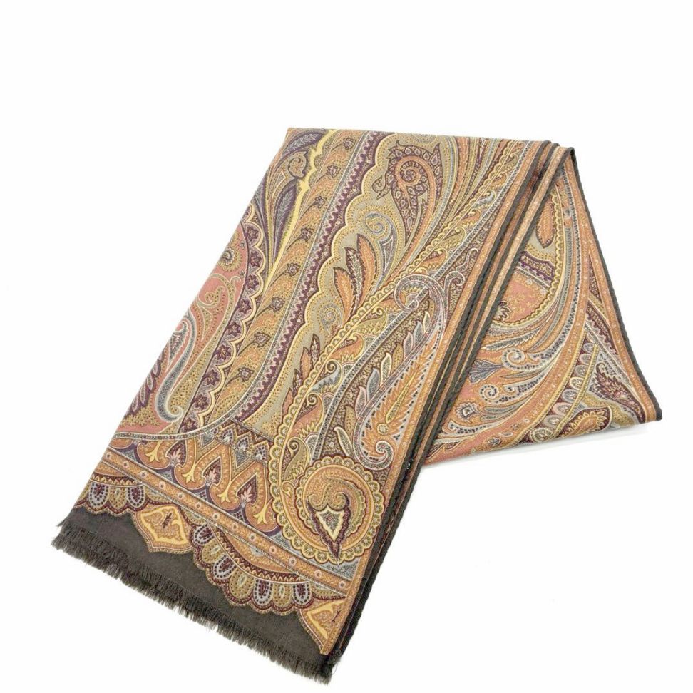 ETRO エトロ ストール マフラー タグ付き ペイズリー ウール シルク