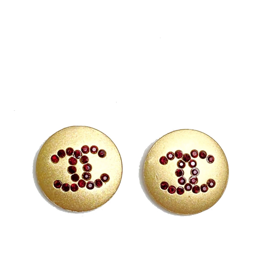 CHANEL シャネル ピアス ラインストーン 00A ゴールド レッド 
