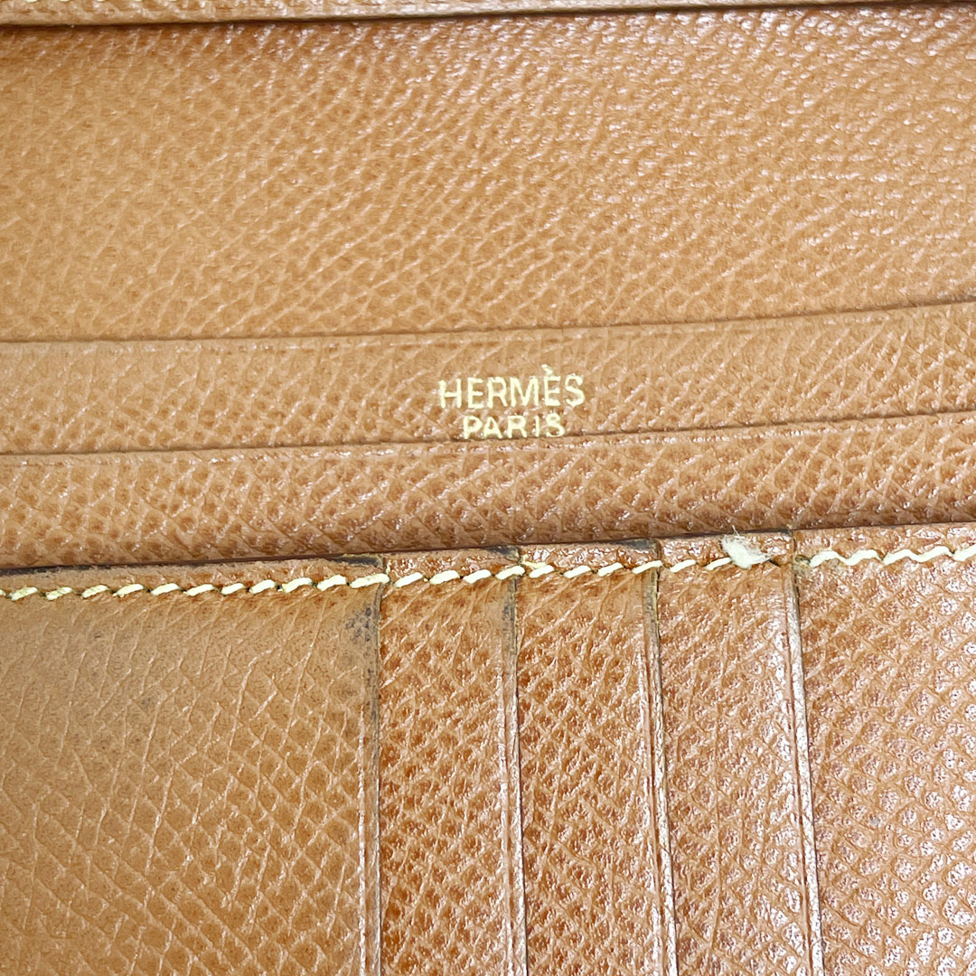 HERMES エルメス ベアンコンパクト コンパクトウォレット 財布 エプソン ゴールド ゴールド金具 □J刻印