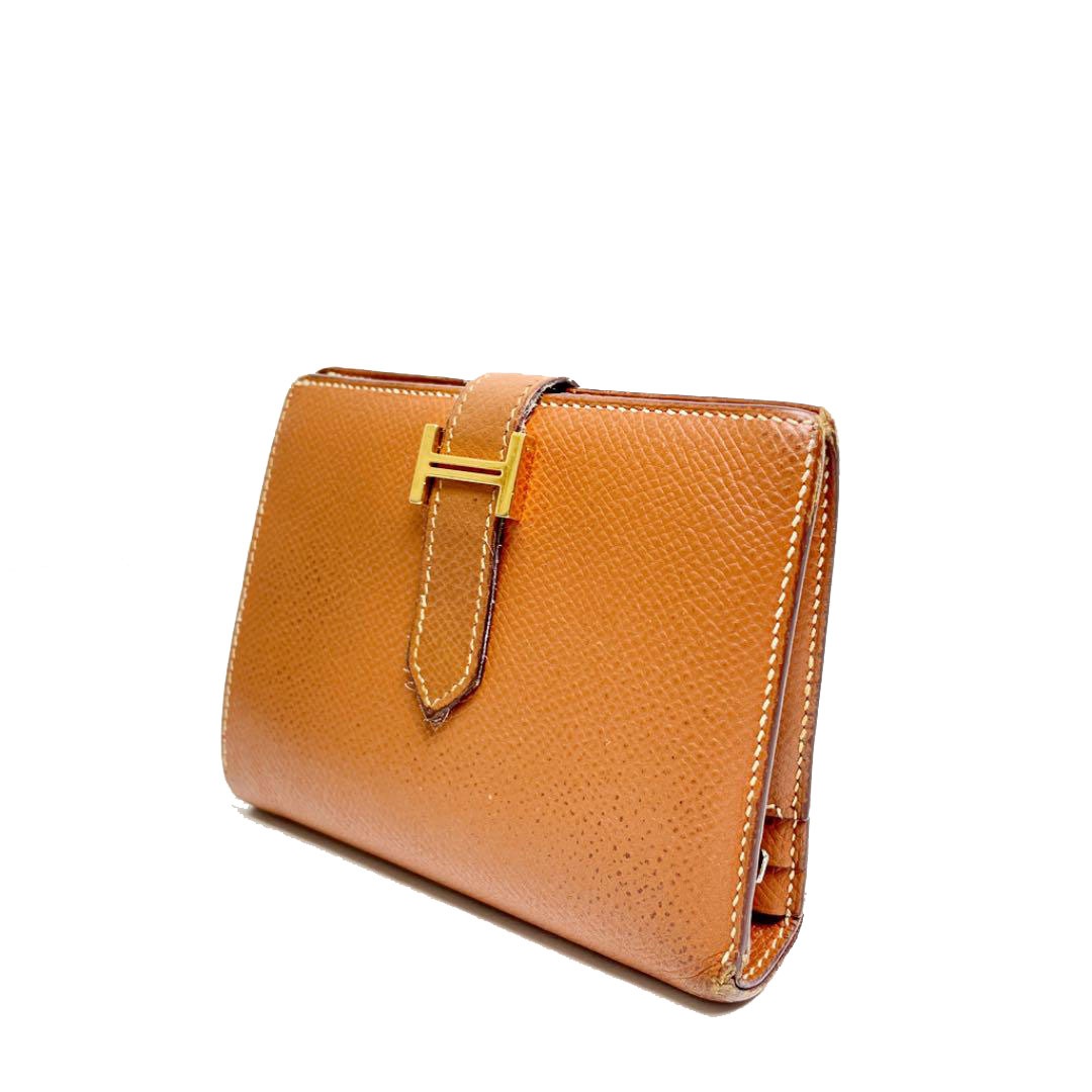 HERMES エルメス ベアンコンパクト コンパクトウォレット 財布 エプソン ゴールド ゴールド金具 □J刻印