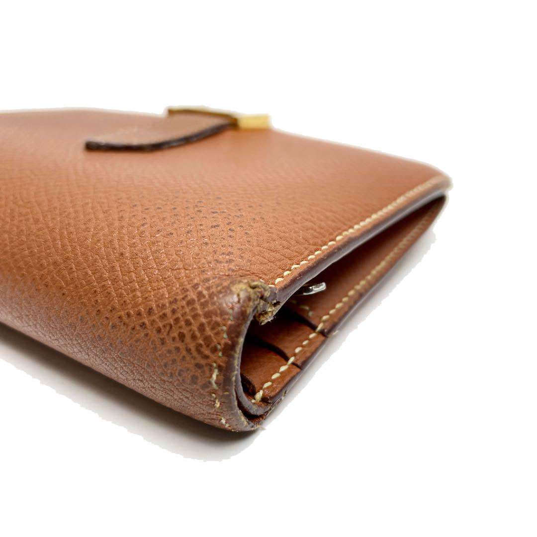 HERMES エルメス ベアンコンパクト コンパクトウォレット 財布 エプソン ゴールド ゴールド金具 □J刻印