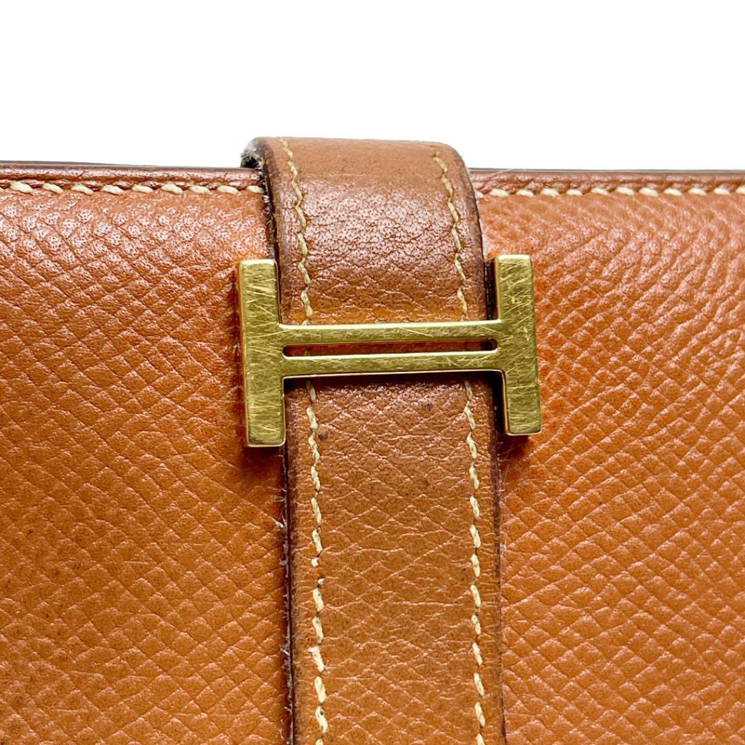 HERMES エルメス ベアンコンパクト コンパクトウォレット 財布 エプソン ゴールド ゴールド金具 □J刻印