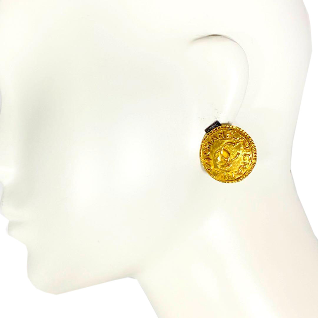 CHANEL シャネル ヴィンテージ イヤリング ココマーク ロゴ ラウンド ゴールド