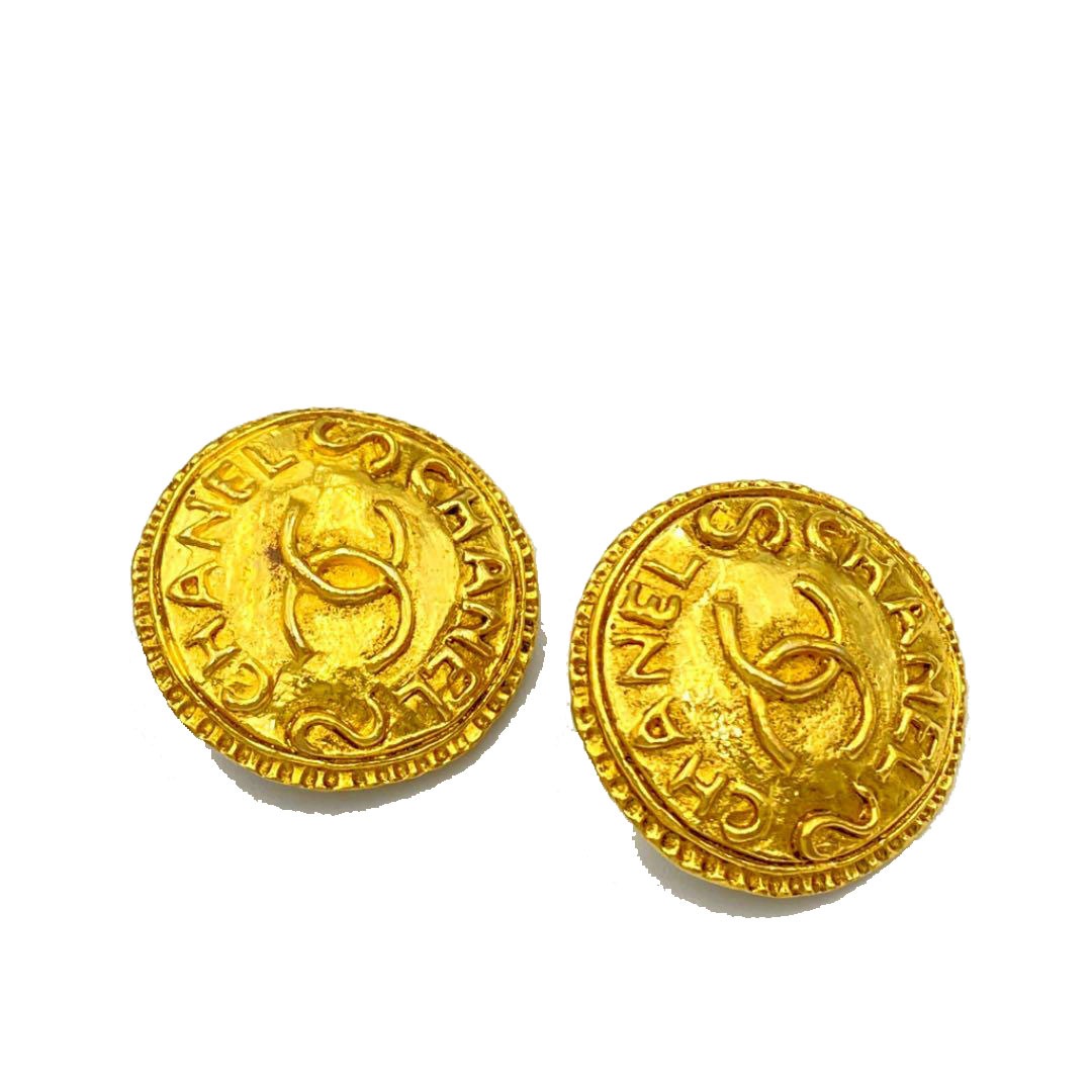 CHANEL シャネル ヴィンテージ イヤリング ココマーク ロゴ ラウンド ゴールド