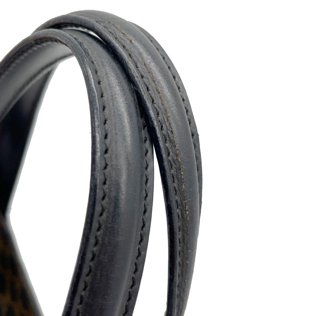 CELINE セリーヌ マカダム ハンドバッグ PVC レザー ブラック ブラウン