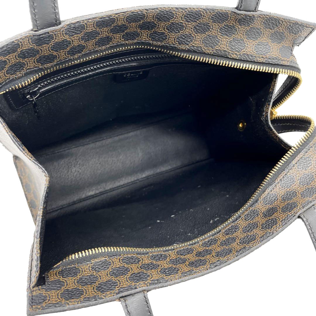 CELINE セリーヌ マカダム ハンドバッグ PVC レザー ブラック ブラウン