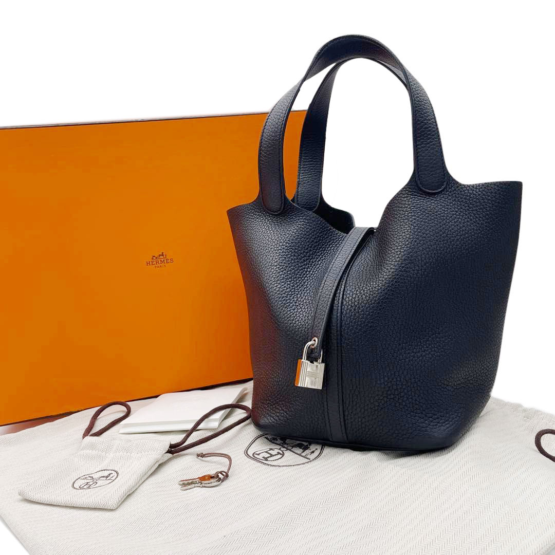 HERMES エルメス ピコタンロック22 MM トリヨンクレマンス ブラック シルバー金具 Y刻印