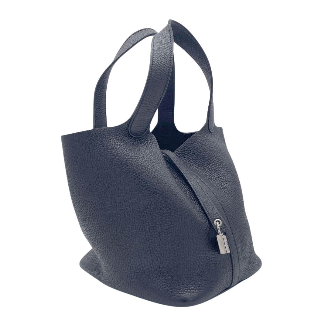 HERMES エルメス ピコタンロック22 MM トリヨンクレマンス ブラック シルバー金具 Y刻印