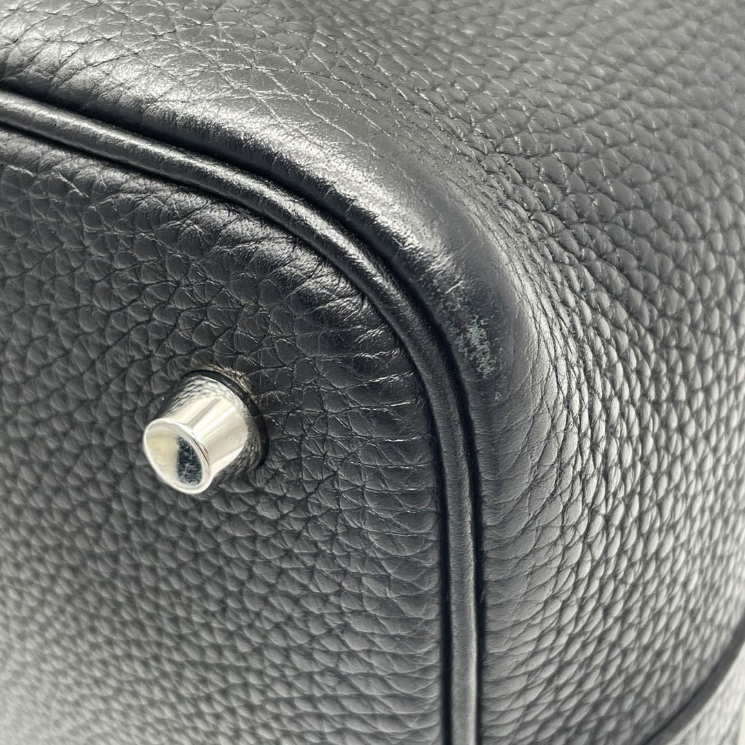 HERMES エルメス ピコタンロック22 MM トリヨンクレマンス ブラック シルバー金具 Y刻印