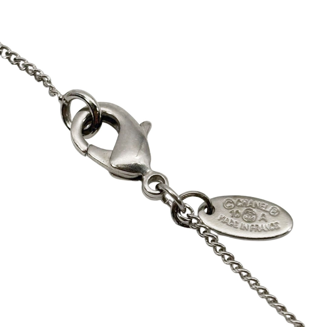 CHANEL シャネル ネックレス 両面ココマーク ラインストーン 10A シルバー
