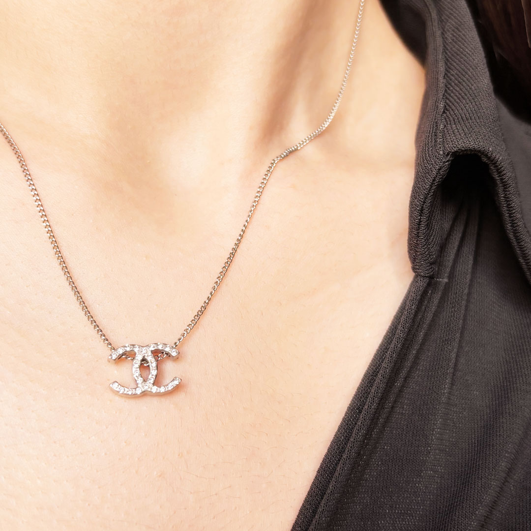 CHANEL シャネル ネックレス 両面ココマーク ラインストーン 10A