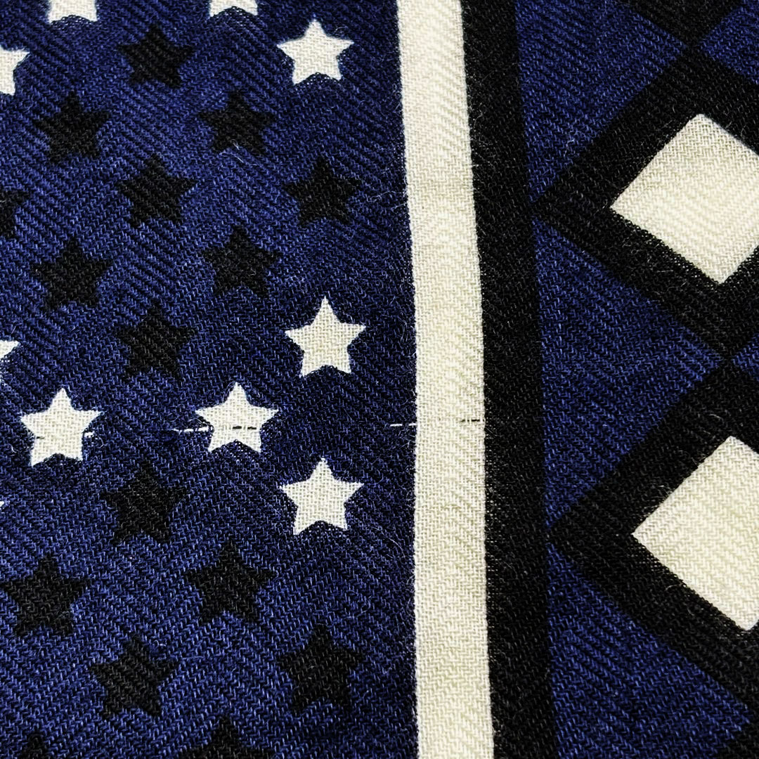 HERMES エルメス ショール カレジェアン140 『Fouets et Badines(鞭とグリップ)』 カシシル バンダナ マリン/ブラック/ホワイト 2019AW