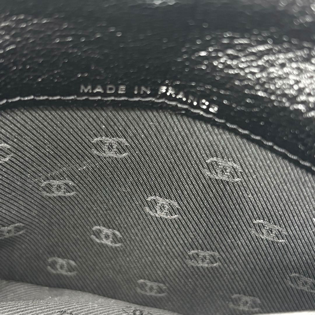 CHANEL シャネル 二つ折り長財布 ココボタン レザー ブラック/シルバー金具 11番台