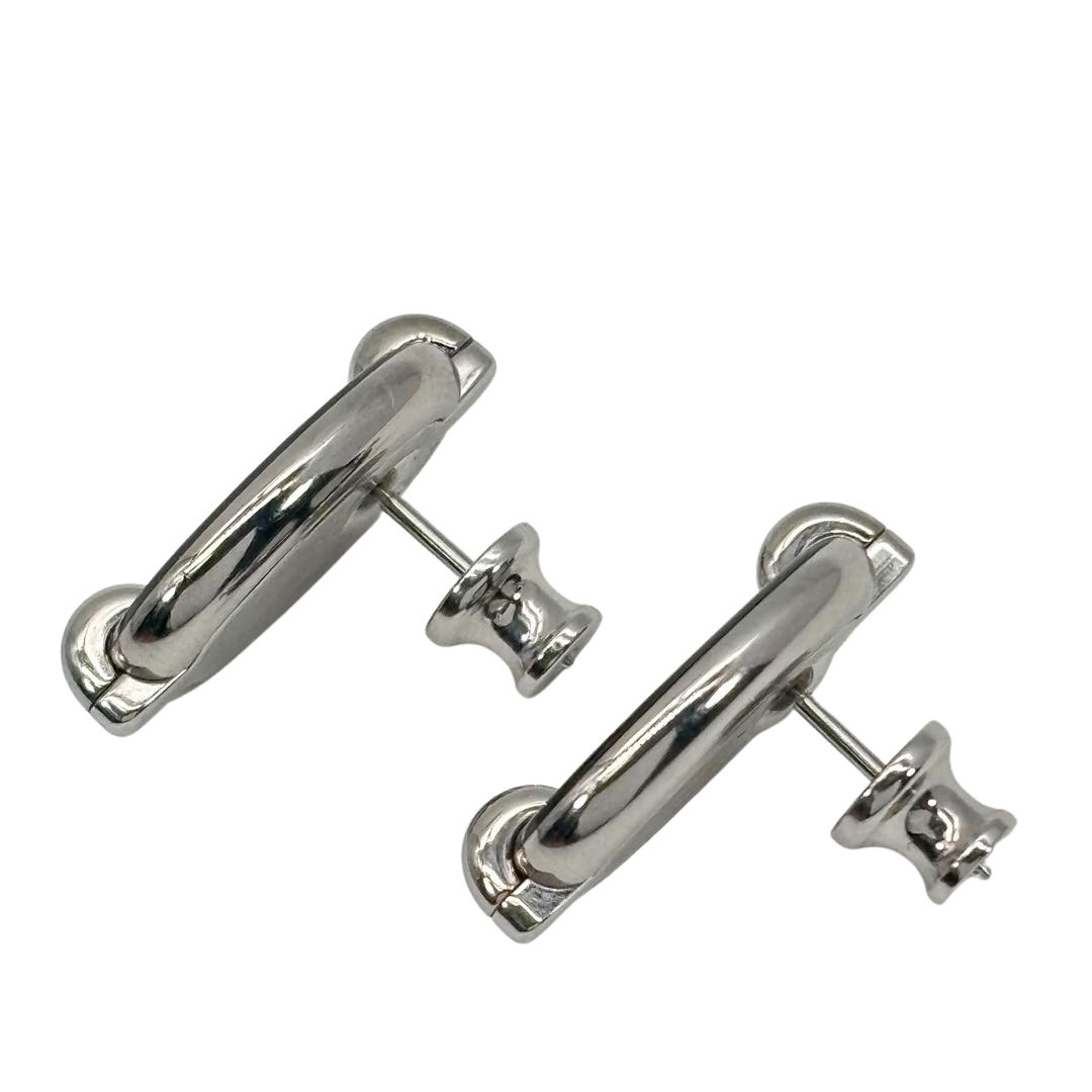 HERMES エルメス ピアス ミニ・マイヨン ラッカーメタル ブラック/シルバー金具 シェーヌダンクル H100052FP03